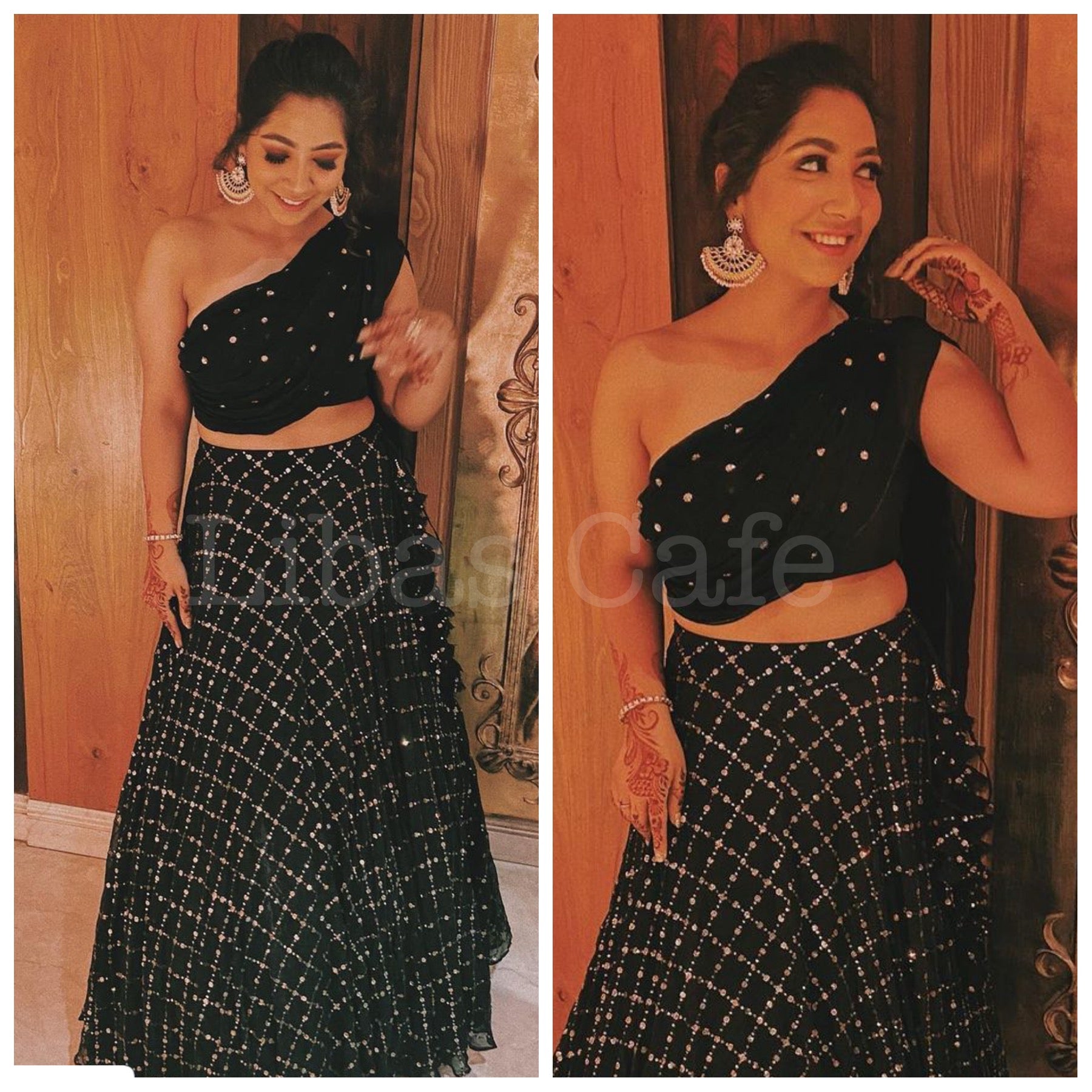 Client In Our Black Drape Lehenga